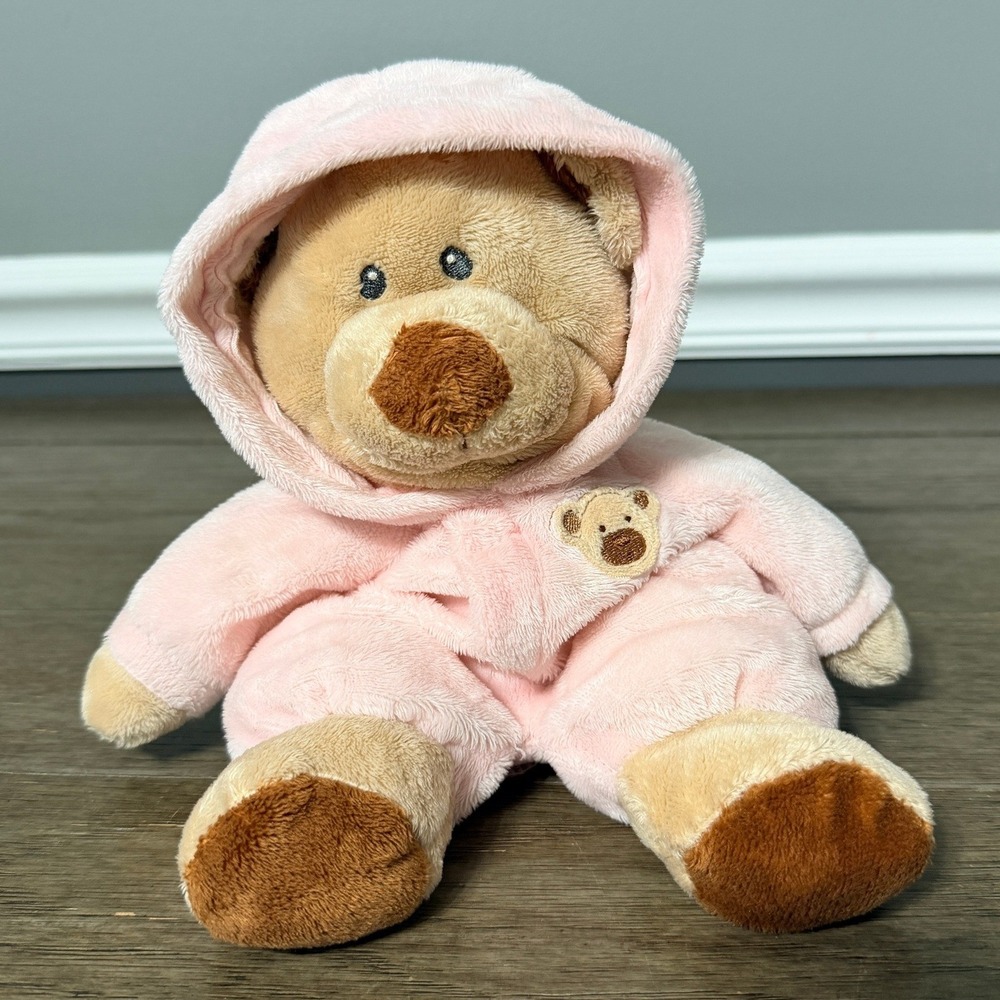 Ty Pluffies Pink Teddy Bear in Hooded Sleeper Plush Stuffed Animal 2013 Tylux